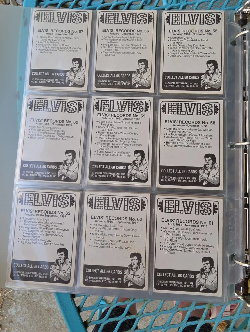 Elvis Trading Card Set 1978 Complete 66 Cards Boxcar Enterprises In Sleeves Vtg